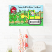 Gepersonaliseerde Boy's Boerderij Thema Verjaardag Spandoek (Insitu)