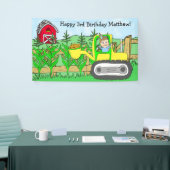 Gepersonaliseerde Boy's Boerderij Thema Verjaardag Spandoek (Beurs)