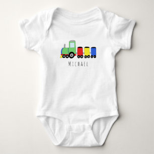 Gepersonaliseerde Boy's Locomotive Train met naam Romper