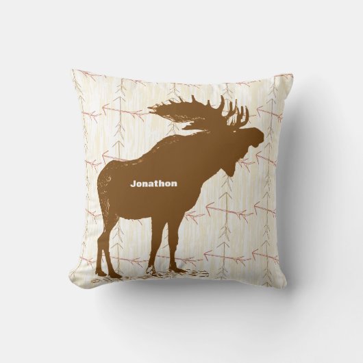 Gepersonaliseerde Boy's Room Crossed Arrow Moose Kussen (Voorkant)