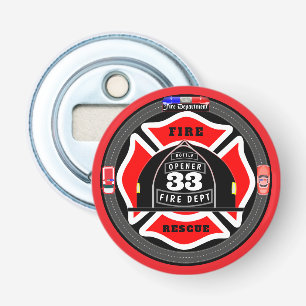 Gepersonaliseerde brandweer flesopener button flesopener