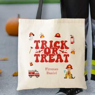 Gepersonaliseerde Brandweerman Kinder Trick or tre Tote Bag