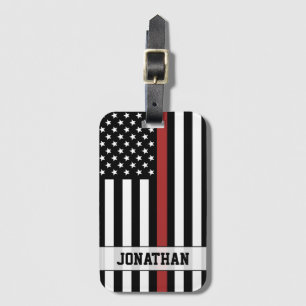 Gepersonaliseerde brandweerman Thin Red Line USA v Bagagelabel