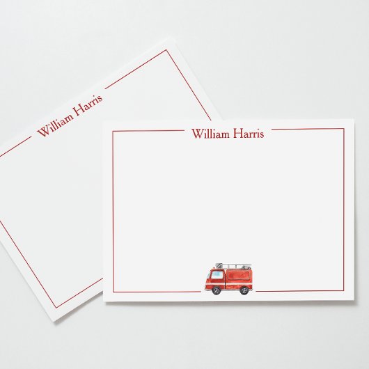 Gepersonaliseerde brandweerwagen Stationery, Jonge Bedankkaart
