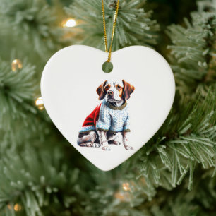 Gepersonaliseerde Bretagne in Kersttrui Keramisch Ornament