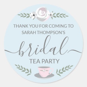 Gepersonaliseerde Bridal Tea Party bloem illustrat Ronde Sticker