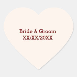 Gepersonaliseerde bride- en bruinweddenschappen hart sticker