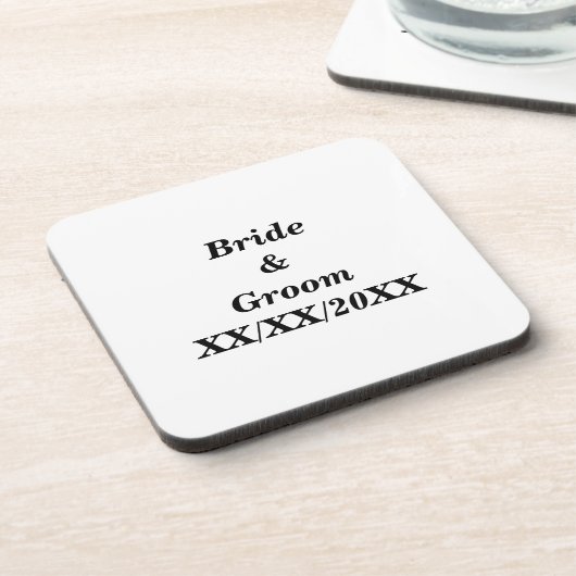 Gepersonaliseerde Bride en Groom met Datum Bier Onderzetter (Linkerzijde)