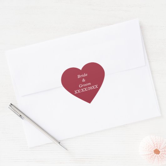 Gepersonaliseerde Bride en Groom met Datum Hart Sticker (Envelop)
