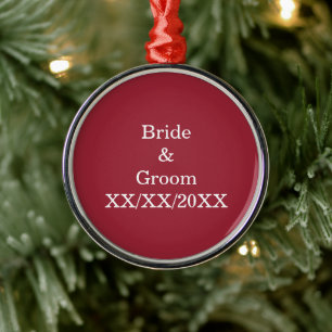 Gepersonaliseerde Bride en Groom met Datum Metalen Ornament