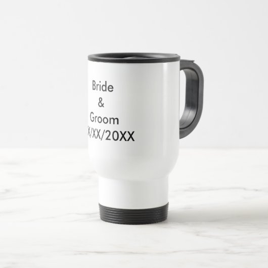 Gepersonaliseerde Bride en Groom met Datum Reisbeker (Voorkant rechts)
