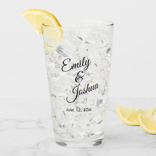 Gepersonaliseerde bride Groom Names Wedding Glas (Voorkant ijs)