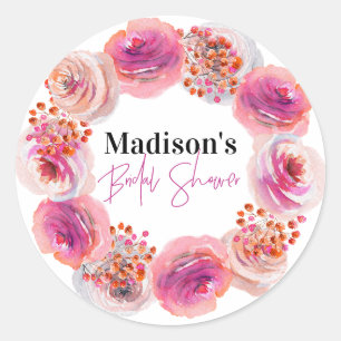 Gepersonaliseerde Bride Naam Vrijgezellenfeest Roz Ronde Sticker