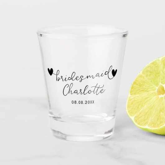Gepersonaliseerde Bridesmaid de Naam van het Manus Shot Glas (Voorkant)