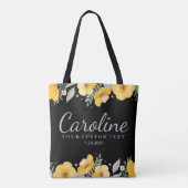 Gepersonaliseerde Bridesmaid Romantic Yellow Flowe Tote Bag (Achterkant)