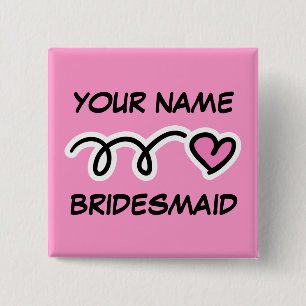 Gepersonaliseerde bridesmaïde Buttonnen met een ha Vierkante Button 5,1 Cm