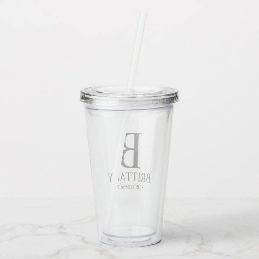 Gepersonaliseerde bridesmaïde monogram en naam Acr Acryl Drinkbeker (Achterkant)