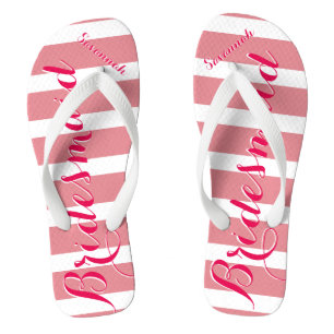 Gepersonaliseerde bridesmaïde roze of kleurstrips teenslippers