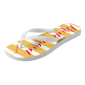 Gepersonaliseerde Bridesmaïde roze roodgrijs geel Teenslippers (Schuin)