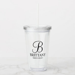Gepersonaliseerde bridesmaïd's monogram en naam acryl drinkbeker