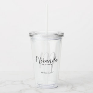 Gepersonaliseerde bridesmaïd's monogram en naam acryl drinkbeker