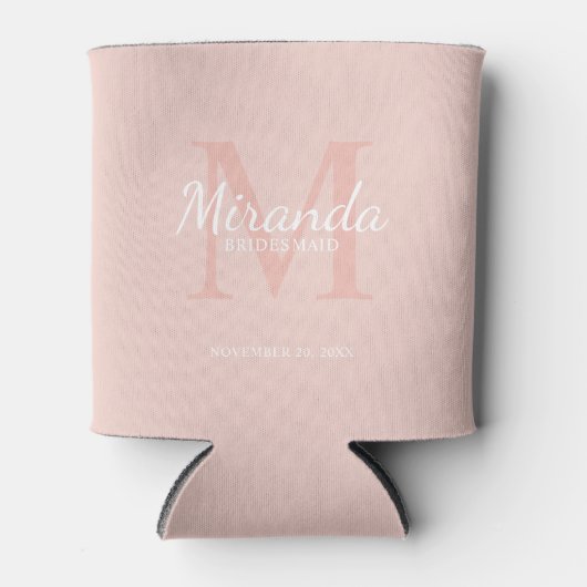 Gepersonaliseerde bridesmaïd's monogram en naam blikjeskoeler (Voorkant)
