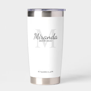 Gepersonaliseerde bridesmaïd's monogram en naam geïsoleerde drinkbeker