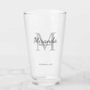 Gepersonaliseerde bridesmaïd's monogram en naam glas