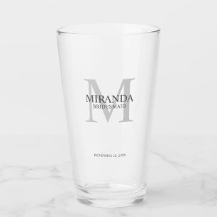 Gepersonaliseerde bridesmaïd's monogram en naam glas