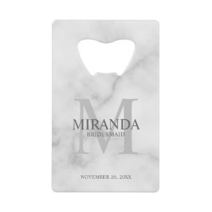 Gepersonaliseerde bridesmaïd's monogram en naam kredietkaart flessenopener