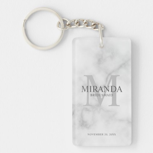 Gepersonaliseerde bridesmaïd's monogram en naam sleutelhanger (Voorkant)