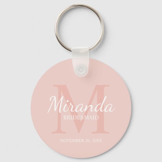 Gepersonaliseerde bridesmaïd's monogram en naam sleutelhanger (Voorkant)
