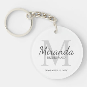 Gepersonaliseerde bridesmaïd's monogram en naam sleutelhanger