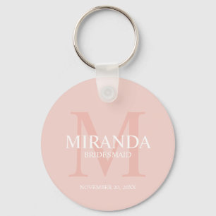 Gepersonaliseerde bridesmaïd's monogram en naam sleutelhanger