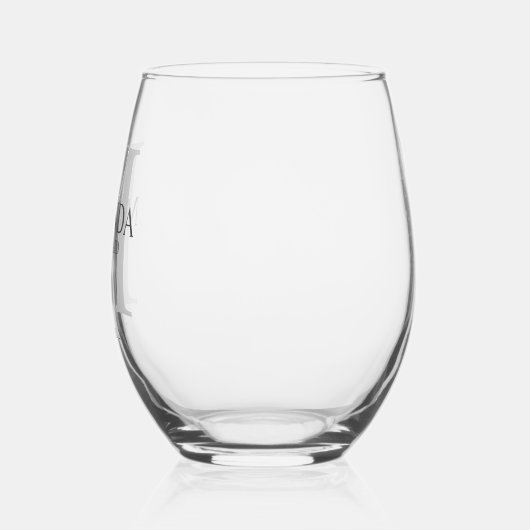 Gepersonaliseerde bridesmaïd's monogram en naam wijnglas zonder voet (Links)