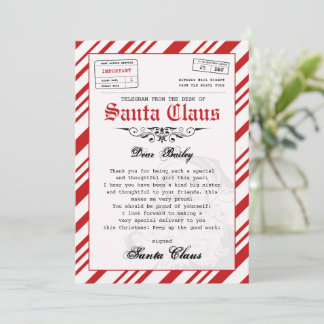 Gepersonaliseerde brief van Santa Christmas Sjablo Kaart