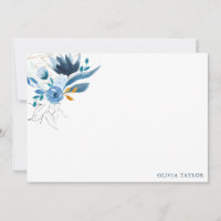 Gepersonaliseerde briefpapier Blauwe Waterverf Blo
