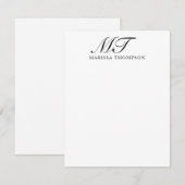Gepersonaliseerde briefpapier Elegant script Monog Notitiekaartje (Voorkant / Achterkant)