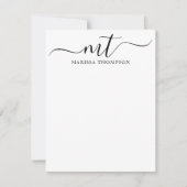 Gepersonaliseerde briefpapier Modern Script Monogr Notitiekaartje (Voorkant)