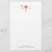 Gepersonaliseerde briefpapier Waterverf rode libel (Voorkant)