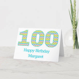 Gepersonaliseerde Bright Chevron 100e Verjaardag K Kaart