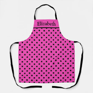 Gepersonaliseerde Bright Pink Polka Dot Chef's Sch Schort