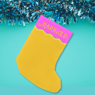 Gepersonaliseerde Bright Wavy Sinaasappel Pink Gre Kleine Kerstsok