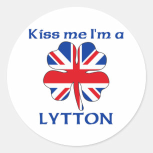 Gepersonaliseerde Britse Kiss Me Ik Ben Lytton Ronde Sticker