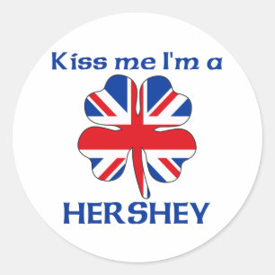 Gepersonaliseerde Britse Kiss Me I'm Hershey Ronde Sticker