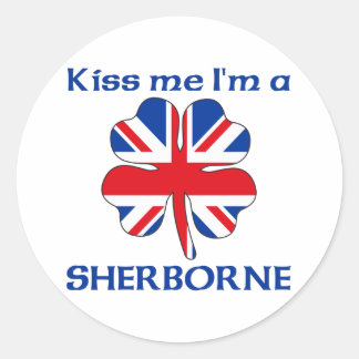 Gepersonaliseerde Britse Kiss Me I'm Sherborne Ronde Sticker