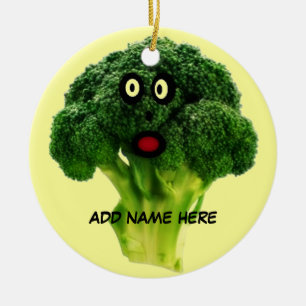 Gepersonaliseerde Broccoli Cartoon Keramisch Ornament