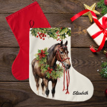 Gepersonaliseerde Brown Bay Christmas Horse Stocki