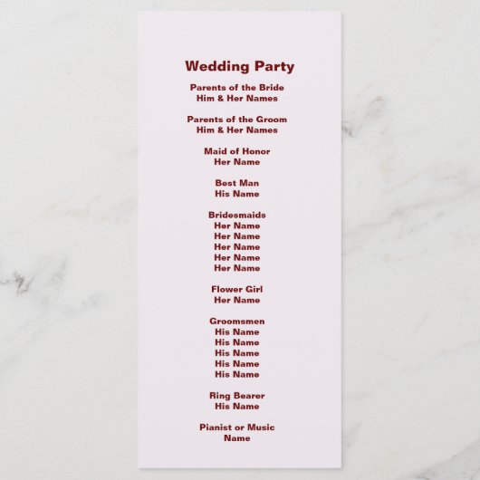 Gepersonaliseerde bruid bruidegom bruiloft program programma (Achterkant)