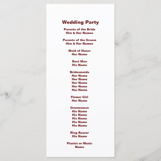 Gepersonaliseerde bruid bruidegom bruiloft program programma (Achterkant)